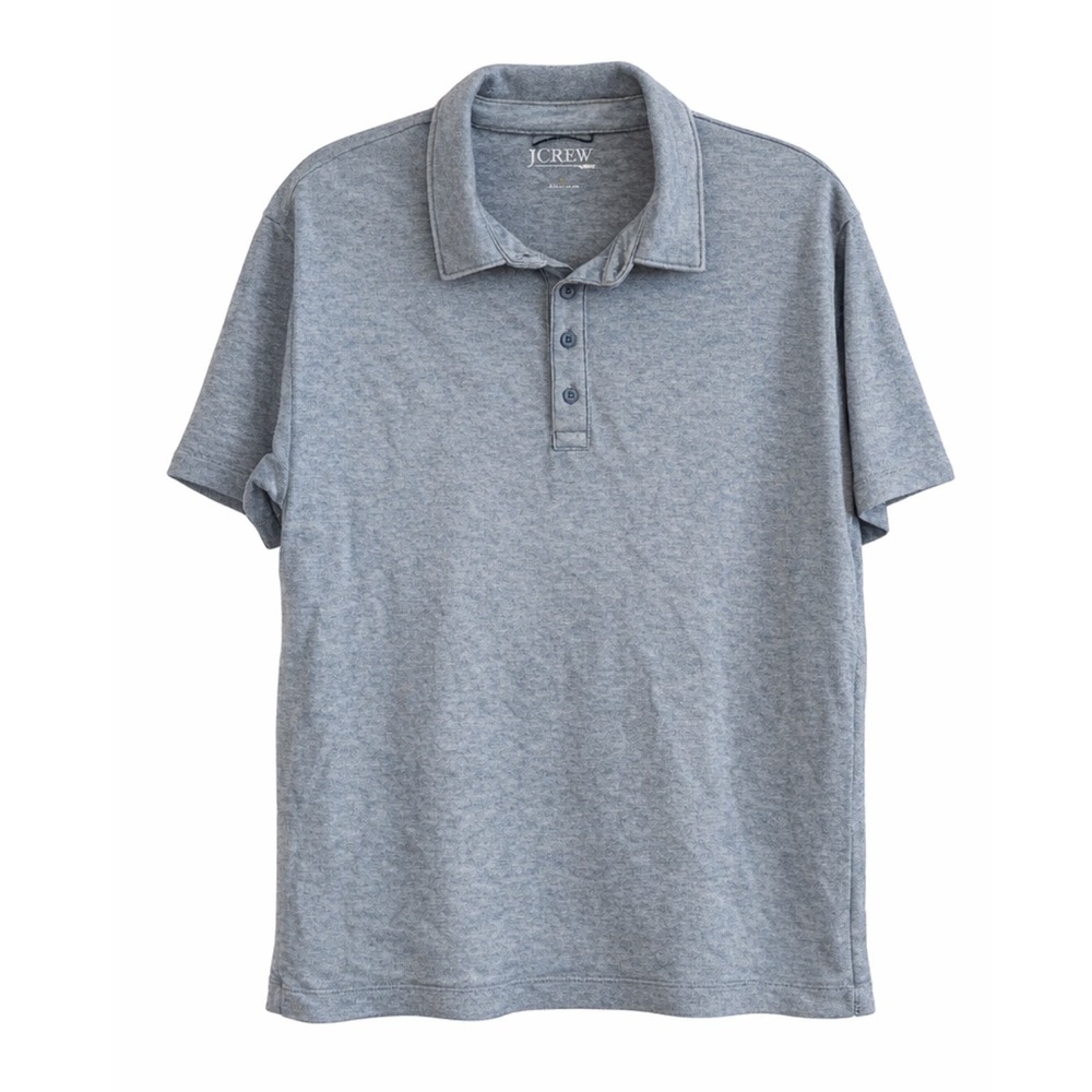 J.Crew Mens Coolmax Cotton Blend Polo Shirt Blue Gray Short Sleeve Large